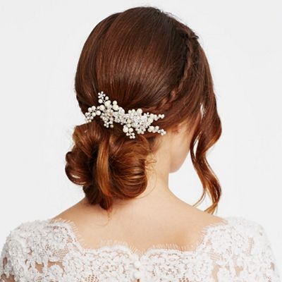 Crystal flower and pearl hand wrapped hair comb